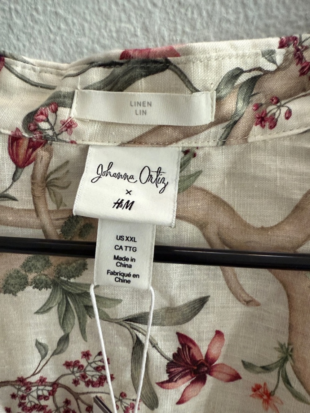 NWT Johanna Ortiz x H&M Linen Floral Shirt Dress Belted XXL - Picture 6 of 9